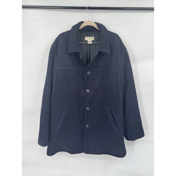 J. Crew Wool Blend Peacoat Women Large Navy Blue Button Up Winter Nautical - Picture 1 of 6